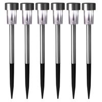 Sunnydays Tuinlampen / prikspot Solara - 12x - zilver - RVS - waterbestendig - 37 cm