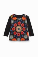 Shirt met geprinte tule - BLACK - 3/4