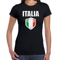Italie landen supporters t-shirt - zwart - dames - fan kleding - korte mouwen