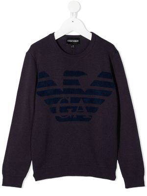 Emporio Armani Kids pull à logo imprimé - Violet
