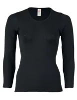 Dames Shirt Lange Mouw Zijde Wol Engel Natur Kleur Zwart Maat 34/36 - Small