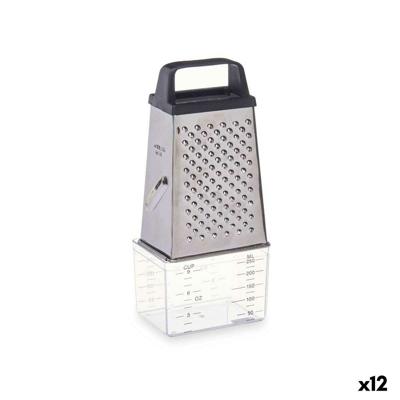 Rasp met container Kinvara Transparant Zilverkleurig Roestvrij staal Polypropyleen polyestyreen 9 x 6,7 x 20,5 cm (12 Stuks)