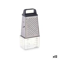 Rasp met container Kinvara Transparant Zilverkleurig Roestvrij staal Polypropyleen polyestyreen 9 x 6,7 x 20,5 cm (12 Stuks)