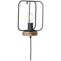 Brilliant Tosh 99499/66 Wandlamp E27 Hout (donker), Zwart (korund) - thumbnail