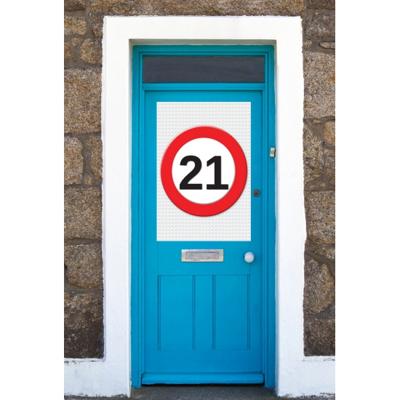 21 jaar verjaardag deur en raam versiering poster - 59 x 84 cm - leeftijd feestartikelen