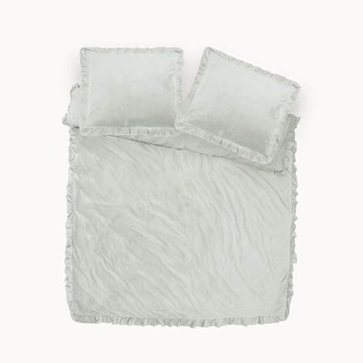 Dekbedovertrek Velvet Ruffles Dekbedovertrek - Eenpersoons (140x200 cm) - Wit Polyester-katoen - Dessin: Effen - Dreamhouse - Dekbed-Discounter.nl
