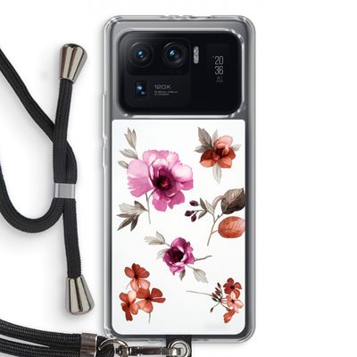Geschilderde bloemen: Xiaomi Mi 11 Ultra Transparant Hoesje met koord