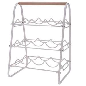 Excellent Houseware metalen wijnrek - wit - 9 flessen - 33x29x46 cm