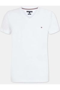 Tommy Hilfiger Core Stretch Slim Fit T-Shirt V-hals wit, Effen