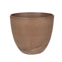 Plantenpot/bloempot in een natuursteen look Dia 23 cm en Hoogte 20 cm terra cotta