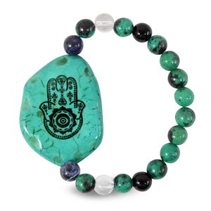 Edelsteen Armband Turkoois met Hamsa Hand (Set van 6)