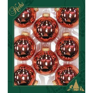 Krebs kerstballen - 8x - gepolijst koper kleur - D7 cm - glas - kerstversiering