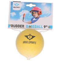 Rubberen speelgoed honkbal geel 9 cm - thumbnail