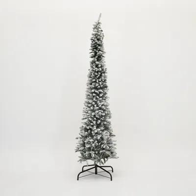 Kunstkerstboom Pencil Pine Snowy 300 cm Hoog Groen Wit Besneeuwd Everlands