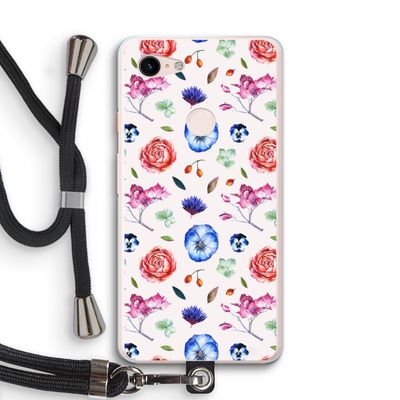 Bloemetjes: Pixel 3 XL Transparant Hoesje met koord