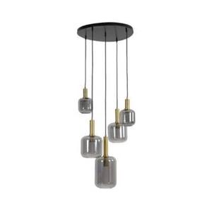 Light&living Hanglamp 5L Ø66x80 cm LEKAR antiek brons+smoke glas