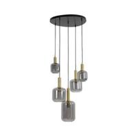 Light&living Hanglamp 5L Ø66x80 cm LEKAR antiek brons+smoke glas