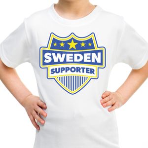 Zweden / Sweden schild supporter t-shirt wit voor kinderen