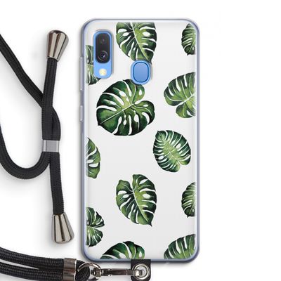 Tropische bladeren: Samsung Galaxy A40 Transparant Hoesje met koord
