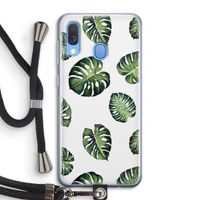 Tropische bladeren: Samsung Galaxy A40 Transparant Hoesje met koord