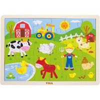VIGA houten legpuzzels, boerderijdieren, afm 30x22,5 cm, 24 delen, 1 stuk