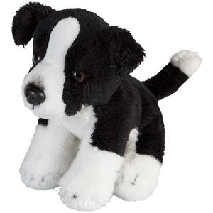 Ravensden Pluche knuffel dier - Border Collie hond - zwart/wit - 15 cm - honden knuffel