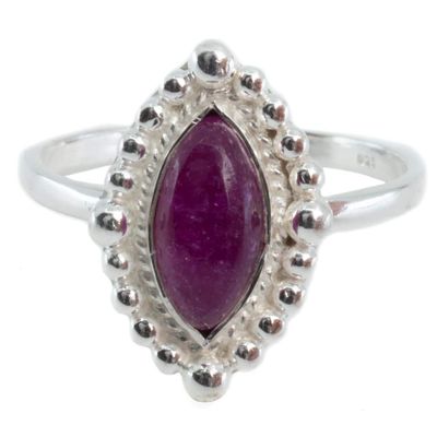 Edelsteen Ring Robijn (gekleurd) - 925 Zilver (Maat 17)