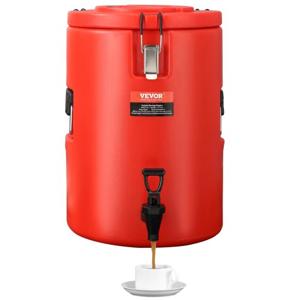 VEVOR warme en koude drankendispenser drankendispenser 17,2 l roestvrij staal warm- en koudwaterfontein grote drankendispenser met kraan voor koffie, koude melk, water, sap etc. ronde isoleerkan