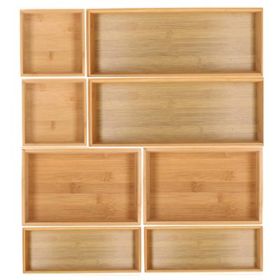 Lade bakjes organiseer set - 8x delig - bamboe hout - opbergsysteem - 46 x 53 cm Lade bakjes organiseer set - 8x delig - bamboe hout - opbergsysteem - 46 x 53 cm