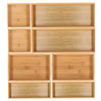 Lade bakjes organiseer set - 8x delig - bamboe hout - opbergsysteem - 46 x 53 cm