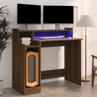 Bureau met LED-verlichting 97x45x90 cm hout bruin eikenkleur - thumbnail