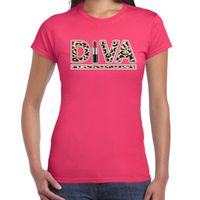 Fout Diva lipstick t-shirt met panter print roze voor dames 2XL  -