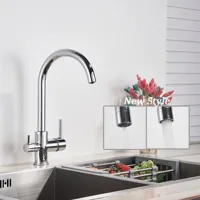 Keukenkraan met Filterfunctie - Enkel Handvat | Chroom/Zwart | Warm & Koud Water | Dekgemonteerd