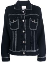 Barrie contrast-stitching denim-effect jacket - Bleu