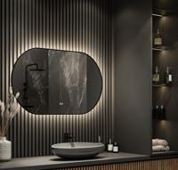 Badkamerspiegel Hipp Design SPV13700BL | 160x70 cm | Ovaal | Indirecte LED verlichting | Touch button | Met spiegelverwarming