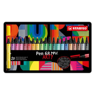STABILO pen 68 max arty viltstift met dikke beitelpuntetui 20 kleuren
