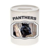 Dieren zwarte panter spaarpot - panthers/ panters spaarpotten kinderen 9 cm - thumbnail