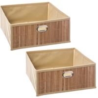 5Five Opbergmand/kastmand - 2x stuks - 13L - beige - linnen/bamboe - 31x15x31 cm