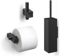 ZACK Carvo Toilet accesoiresset 3-in-1 vierkant zwart - thumbnail