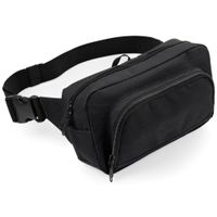 Bagbase heuptas/fanny pack zwart polyester groot formaat met verstelbare riem - thumbnail