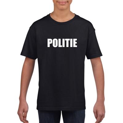 Politie tekst verkleedkleding t-shirt - zwart - voor kinderen