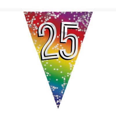 Boland Vlaggenlijn 25 jaar - 6 meter - glitter folie - slinger - 25e verjaardag versiering