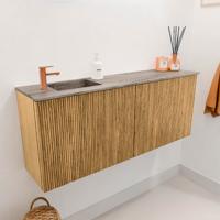 Toiletmeubel Mondiaz Joya Dlux | 100 cm | Meubelkleur Oak | Faye wastafel Oza Wasbak Links | 1 kraangat