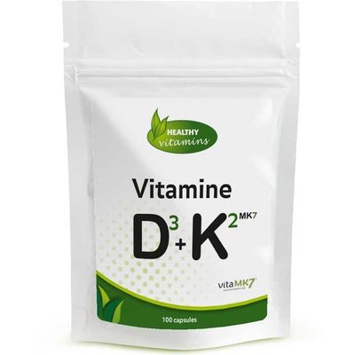 Vitamine D3 & Vitamine K2 MK-7 uit korstmos | 100 vegan capsules | vitaminesperpost.nl