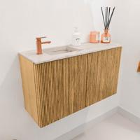 Toiletmeubel Mondiaz Joya Dlux | 70 cm | Meubelkleur Oak | Faye wastafel Nata Wasbak Links | 1 kraangat