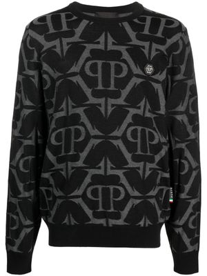 Philipp Plein sweat Chrome à motif en intarsia - Noir