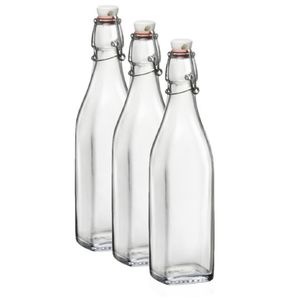 3x Beugelflessen/weckflessen transparant 500 ml vierkant