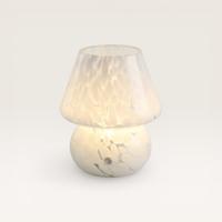 LED Tafellamp Qireno marmo - Mushroom lamp van natuurlijk glas met geïntegreerde dimmer en USB-C oplaadfunctie