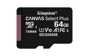 Kingston Technology 64GB micSDXC Canvas Select Plus 100R A1 C10 dubbel pakket + enkele ADP