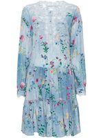 Ermanno Scervino robe courte en soie à fleurs - Bleu